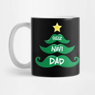 Feliz Navidad Christmas Tree Mustache Design Mug